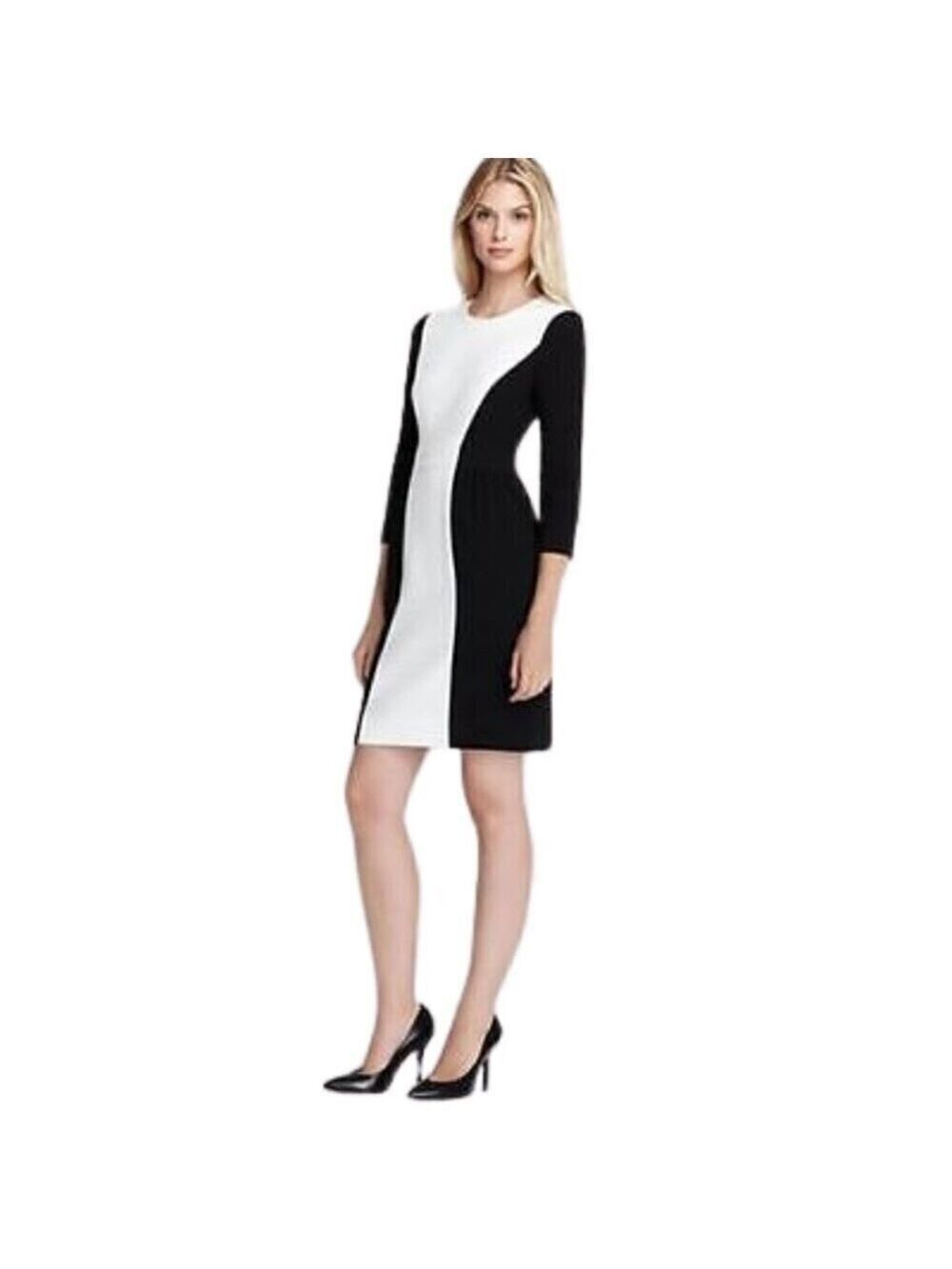 Kate Spade Tillie Cream & Black Color Block Sheath Dress With Pockets Sz 8